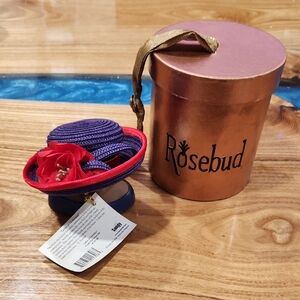 "Ladies of Distinction" Rosebud Hat Box with Red and Blue Hat